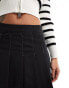 Pieces pleated mini skirt with contrast stich in black