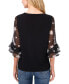 Women's 3/4-Sleeve Mixed-Media Crewneck Knit Top