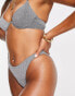 Фото #6 товара South Beach mix & match high waist bikini bottom in silver metallic