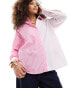 Vero Moda oversized cotton shirt in irregular pink stripe