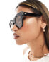 Le Specs X ASOS air heart cat eye sunglasses in black with brown lens - фото #3