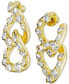 ფოტო #2 პროდუქტის Gold-Tone Crystal Bezel Interlocking Hoop Drop Earrings