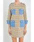 Фото #1 товара Women's Striped Jersey Knit Dress With Denim Pockets