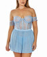 Plus Size 2Pc. Babydoll Lingerie Set Patterned in Soft Lace and Mesh