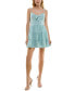 ფოტო #1 პროდუქტის Juniors' Tie-Neck Floral Embroidered Fit & Flare Dress