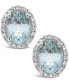 ფოტო #3 პროდუქტის Aquamarine (2-1/10 ct. t.w.) and Diamond (1/5 ct. t.w.) Stud Earrings in Sterling Silver