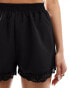 Фото #3 товара Miss Selfridge lace trim short in black