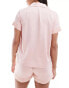 Фото #3 товара Chelsea Peers bridal satin short sleeve revere and short set in pink