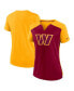 ფოტო #1 პროდუქტის Women's Burgundy, Gold Washington Commanders Impact Exceed Performance Notch Neck T-shirt