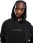 Pull&Bear sport embroidered hoodie in black