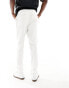 ASOS DESIGN pull on smart straight leg elasticated waist trousers in white texture