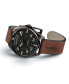 ფოტო #4 პროდუქტის Men's Swiss Automatic Khaki Pilot Brown Leather Strap Watch 42mm