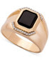 ფოტო #1 პროდუქტის Men's Onyx & Diamond (1/20 ct. t.w.) Ring in 14k Gold-Plated Sterling Silver
