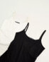 Threadbare Maternity 2 pack nursing cami vest top in black and white