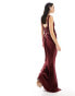 Фото #8 товара ASOS DESIGN bandage bodice draped midi dress in burgundy