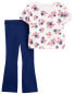 Toddler 2-Piece Floral Jersey Tee & Flare Legging Set 2T