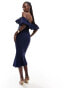 True Violet ruffle midi dress in navy Синий, EU38 - фото #4