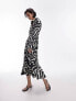 Фото #5 товара Topshop ruch side midi shirt dress in satin mono animal print