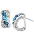ფოტო #1 პროდუქტის EFFY® Blue Topaz Hoop Earrings (3-1/3 ct. t.w.) in Sterling Silver & 18k Gold-Plate