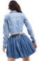 Фото #2 товара ONLY cropped denim jacket in light wash blue