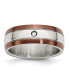 ფოტო #1 პროდუქტის Stainless Steel Brown Edge Cubic Zirconia Band Ring