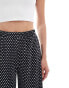 ASOS DESIGN Tall plisse wide trouser culottes in polka dot