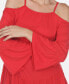 ფოტო #5 პროდუქტის Women's Cold Shoulder Ruffle Sleeve Top