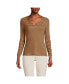 ფოტო #1 პროდუქტის Women's Lightweight Waffle Skimming Long Sleeve Notch Neck T-Shirt