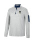 ფოტო #3 პროდუქტის Men's Heathered Gray, Navy Notre Dame Fighting Irish Country Club Windshirt Quarter-Zip Jacket