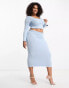 I Saw It First Plus midi skirt co-ord in pale blue Голубой, EU50 - фото #2