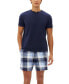 ფოტო #2 პროდუქტის Men's 2-Pc. Solid Henley & Plaid Pajama Shorts Set
