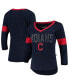 ფოტო #2 პროდუქტის Women's Navy Cleveland Indians Ultimate Fan 3/4-Sleeve Raglan V-Neck T-shirt