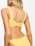 & Other Stories crinkle tie front triangle bikini top in yellow 32 - фото #3