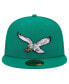 Фото #3 товара Men's Kelly Green Philadelphia Eagles Historic Side Patch 59FIFTY Fitted Hat