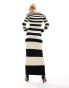 Фото #8 товара Pretty Lavish striped slash neck midaxi dress in black and beige