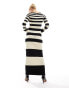 Pretty Lavish striped slash neck midaxi dress in black and beige