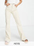 Stradivarius Petite slim flare jean with split detail in ecru