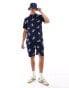 Фото #1 товара Polo Ralph Lauren all over retro sport logo terry sweat shorts in navy CO-ORD