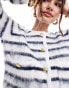 Фото #2 товара 4th & Reckless scoop neck fluffy knit button detail cardigan in black and white stripe