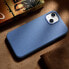 Фото #16 товара Чехол для iPhone 14 Plus ICARER из натуральной кожи с MagSafe Litchi Premium Leather Case синий