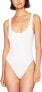 Felina 169276 Womens Stretch Rib Racerback Bodysuit Solid White Size Small