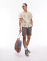 Фото #2 товара Topman short sleeve crochet front panel floral shirt in stone