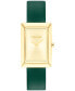 ფოტო #1 პროდუქტის Women's Two Hand Green Leather Strap Watch 22.5mm