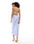 Фото #2 товара ASOS DESIGN satin bias bandeau midi dress with embroidered bodice in cornflower blue