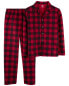 Adult 2-Piece Buffalo Check Fleece Coat Style Pajamas L