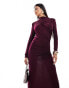 Фото #4 товара Daska exclusive jersey maxi dress with drape detail in deep fig