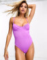 Фото #1 товара Kulani Kinis Underwire cheeky one piece swimsuit in Electric Violet Ribbed