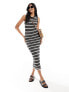 Nobody's Child textured knitted midi dress in black and white stripe Черно-белый, M - фото #1