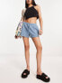 Weekday Essence jersey shorts in dusty blue exclusive to ASOS