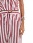 ASOS DESIGN wide leg stripe trouser co-ord in burgundy stripe Burgunder, Streifen, 46 - фото #6